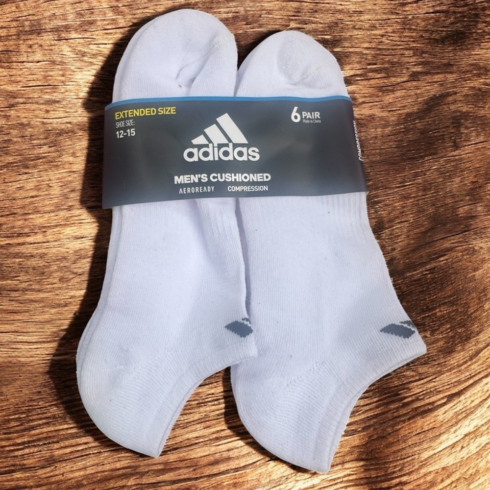 NWT❇️Adidas❇️Men's Cushioned Socks - White - Picture 2 of 8